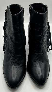 ALDO Linsey Black Leather Fringe Ankle Boots Size US 9
